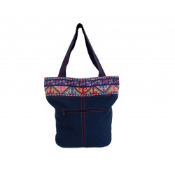 Hand-Woven Fufu Bag with embroidery Indigo