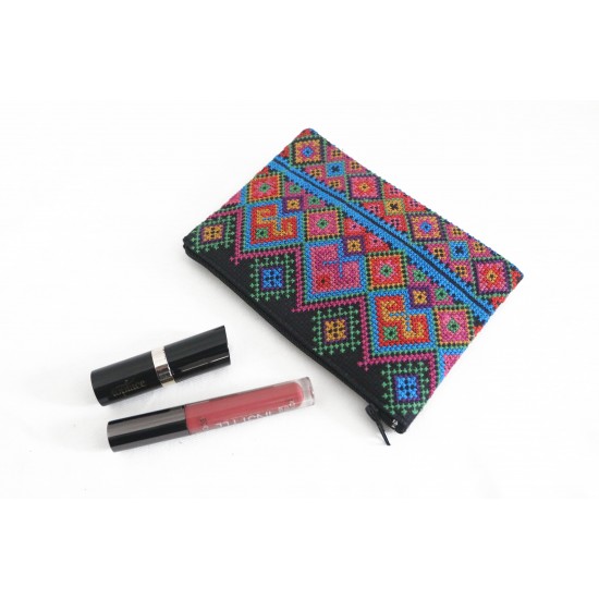 Cross-stitch Makeup Bag - Blue Diamonds Cross-stitch Makeup Bag - Blue Diamonds