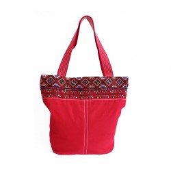 Hand-Woven Fufu Bag with embroidery red